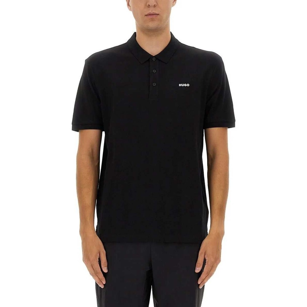 NWT HUGO Donos Polo Shirt Men's M Black 100% Cotton Jersey